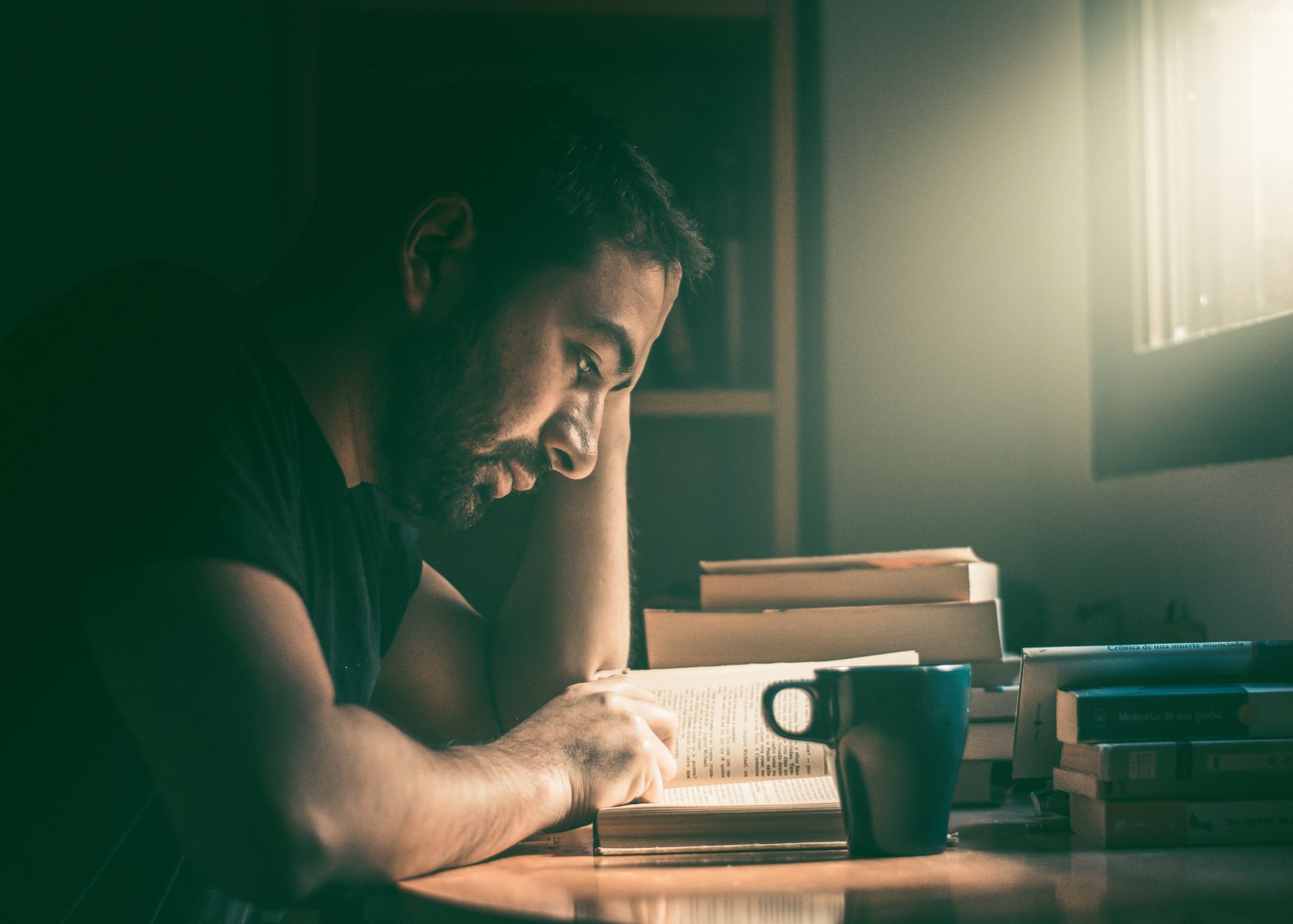 man reading a book