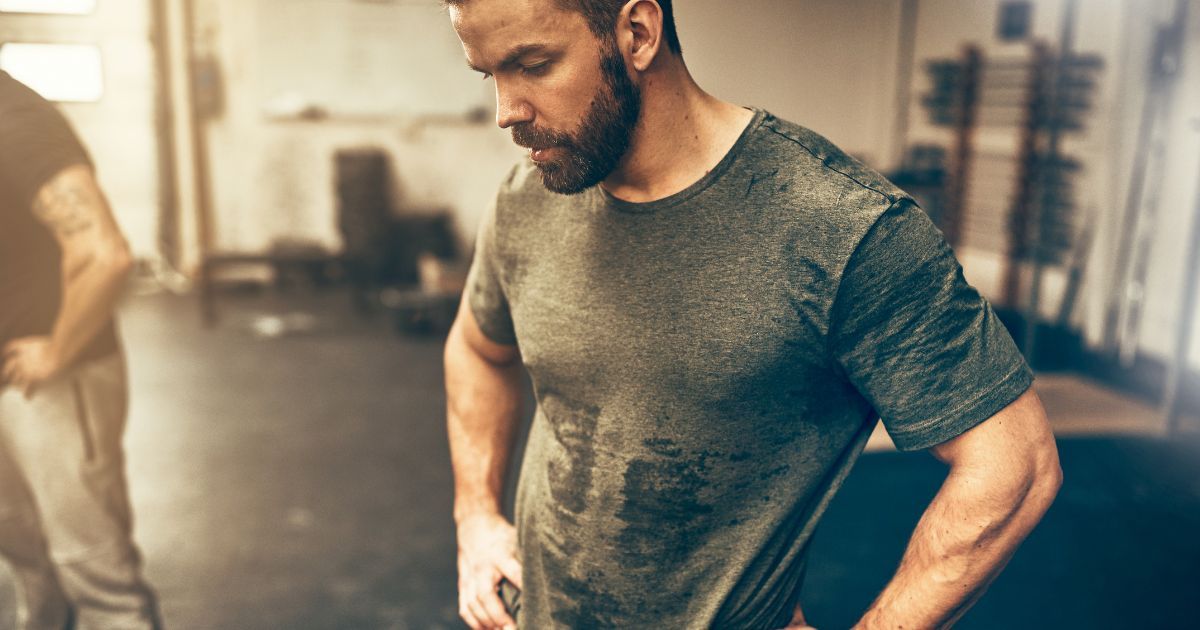 man sweating after his workout