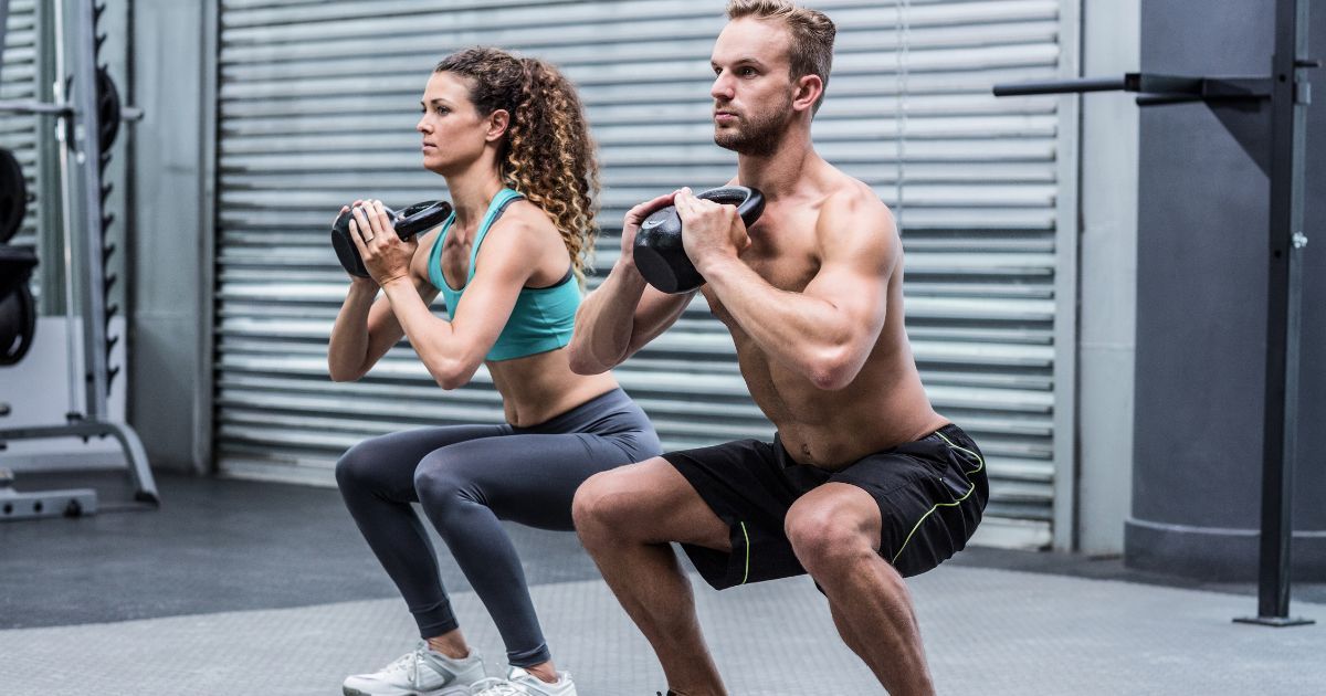 man and woman working out