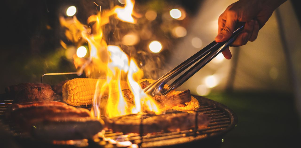 close up of grill with food