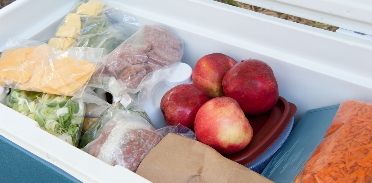 cooler packed with food