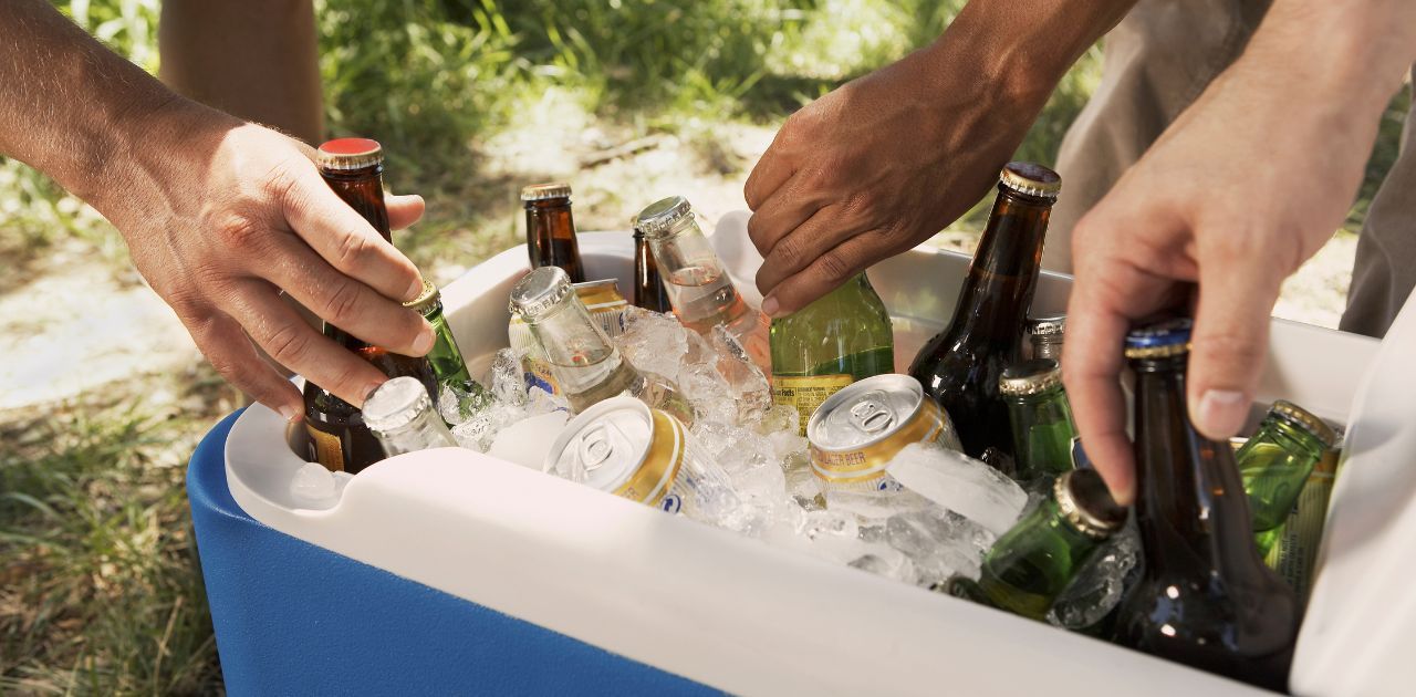 cooler with drinks
