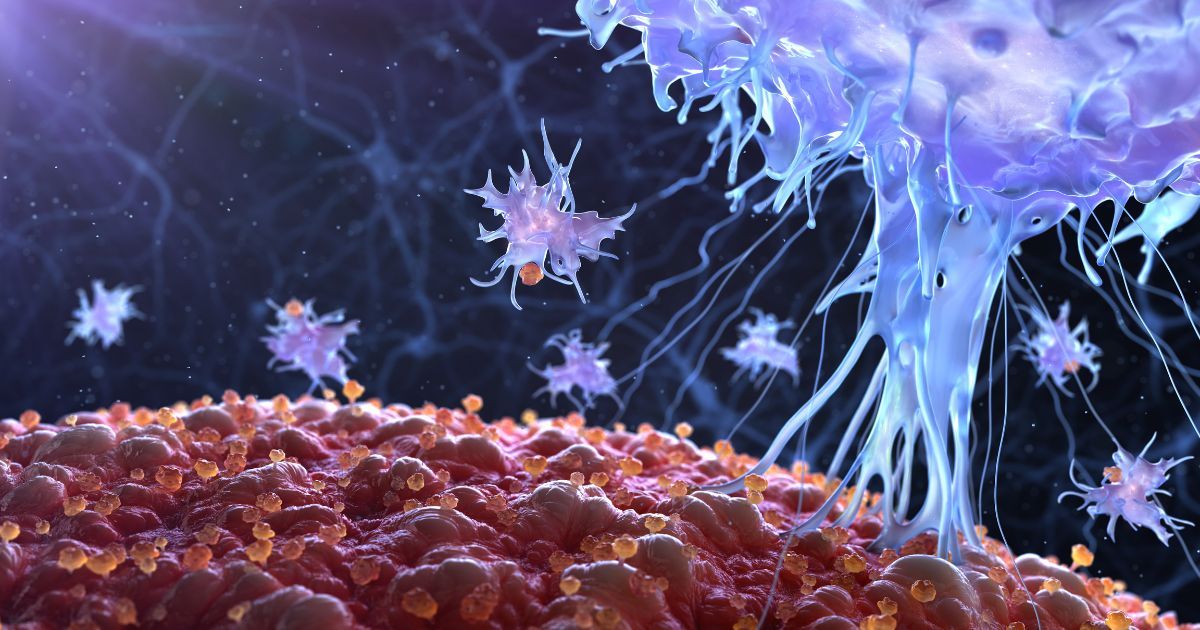 illustration of virus attaching to cell