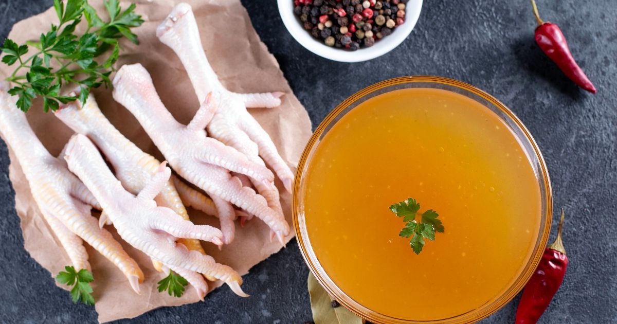raw chicken feet and bone broth