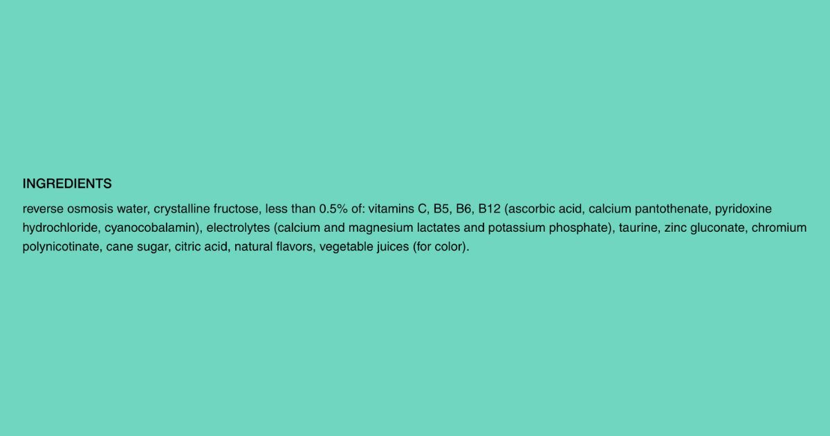 Ingredients Label