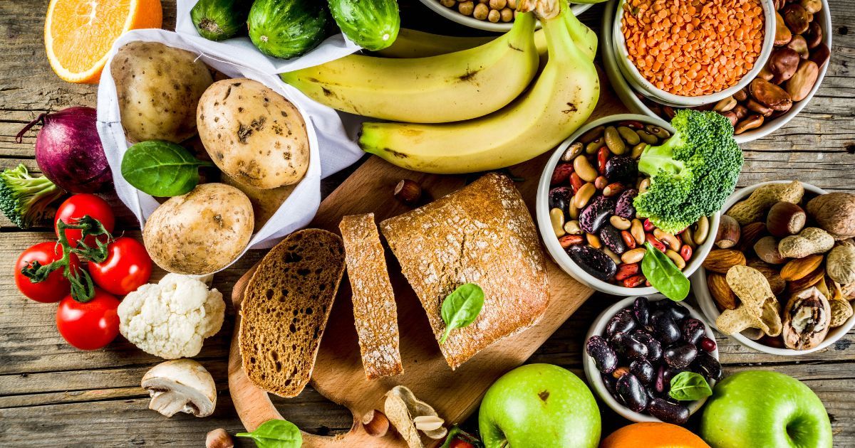 Variety of carbohydrate rich food