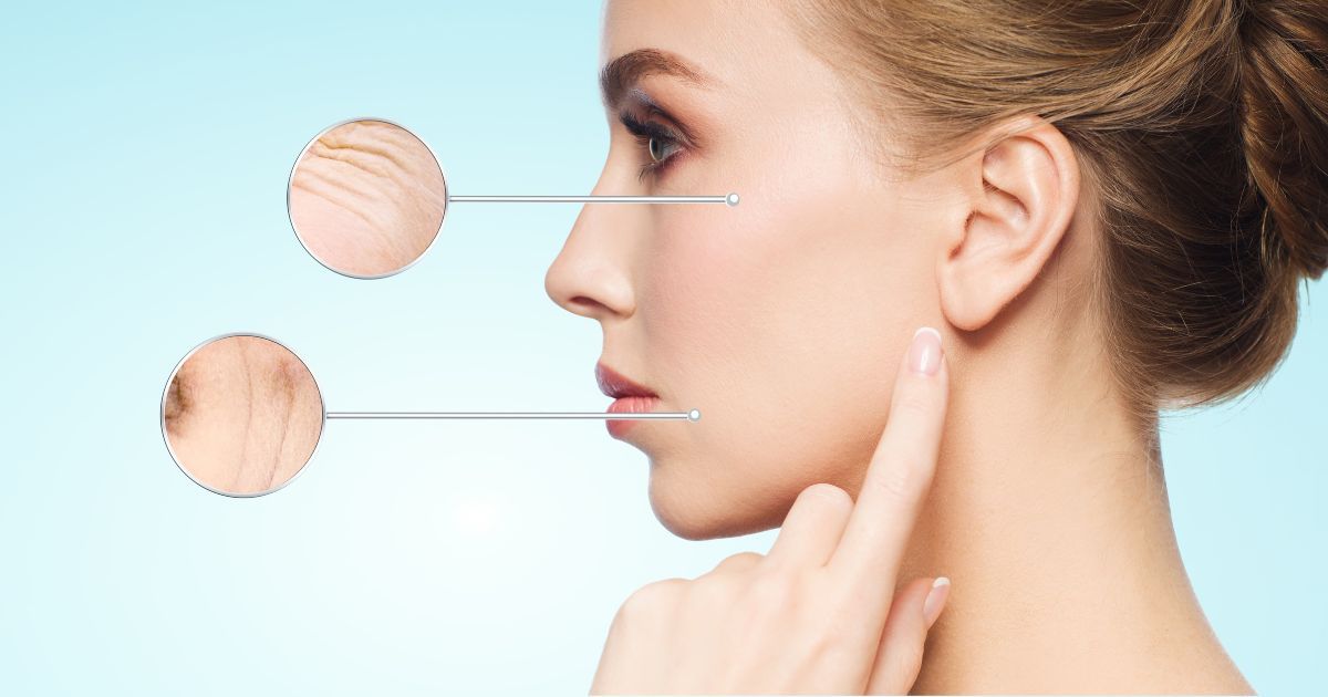woman touching her skin