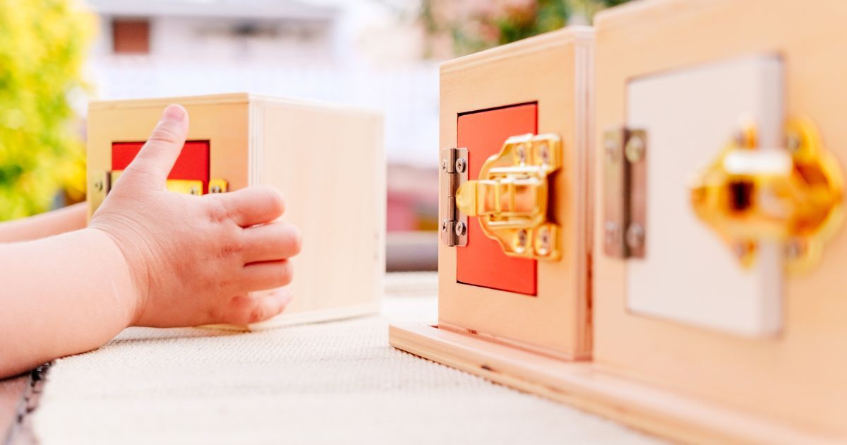 wood boxes with metal latches on them