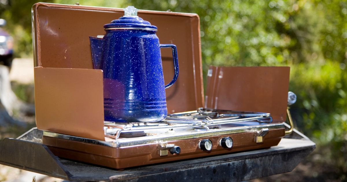 percolator style kettle on stove