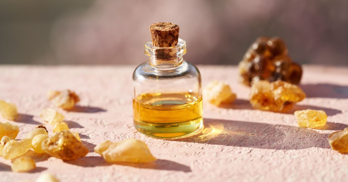 bottle of Frankincense oil and resin