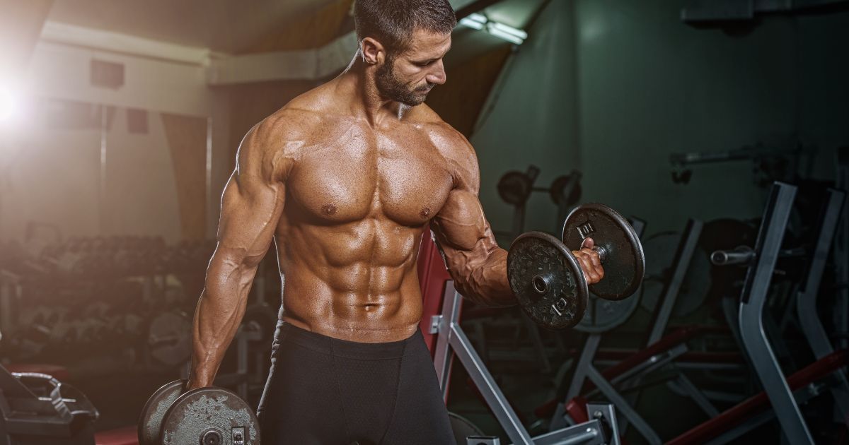 man doing bicep curls