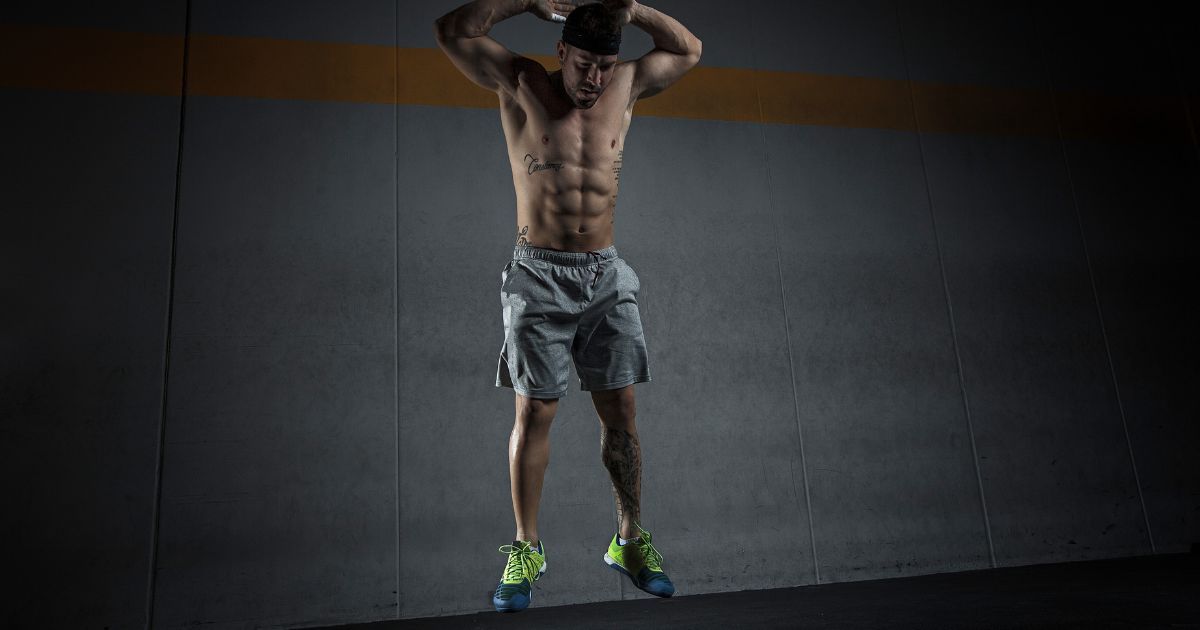 man doing burpees
