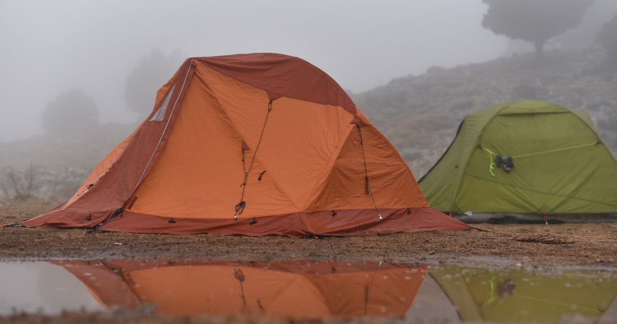 tent in rain