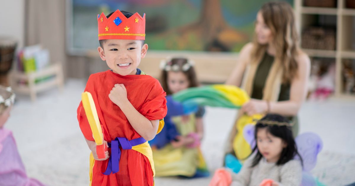 Waldorf elmentary boy dressed in kings costume