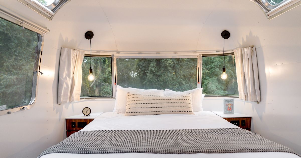 cozy bed inside RV
