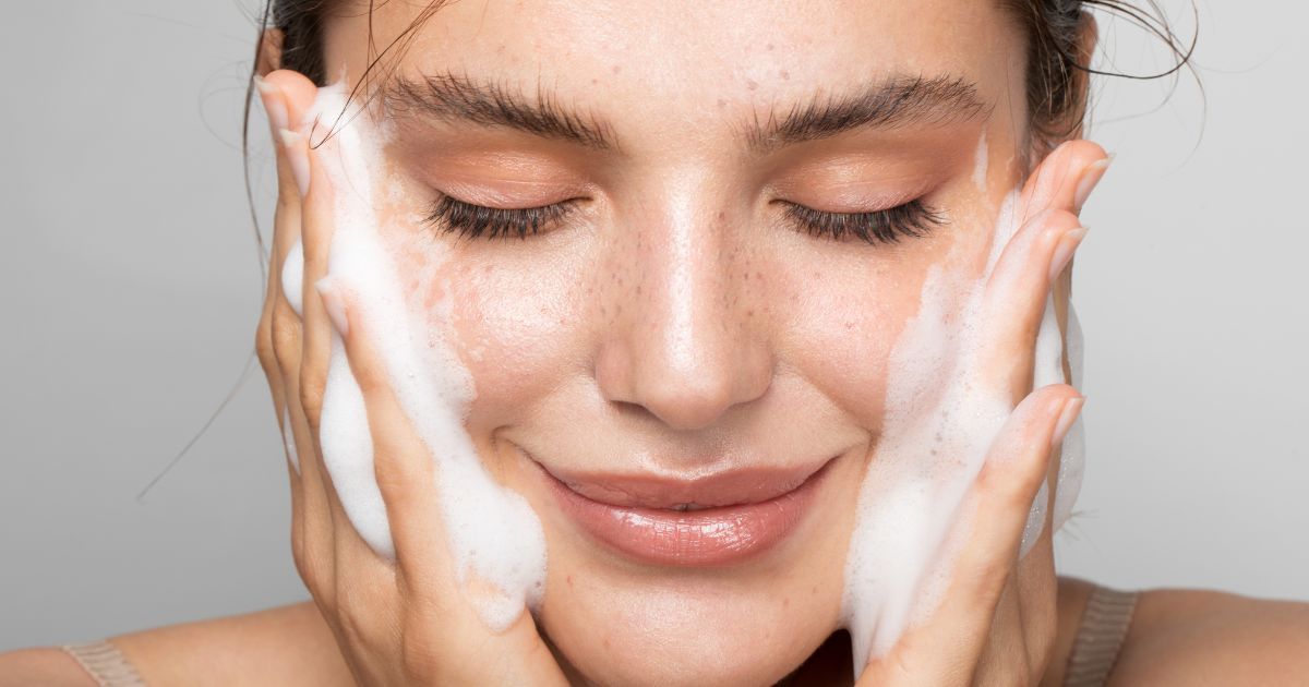 girl washing face