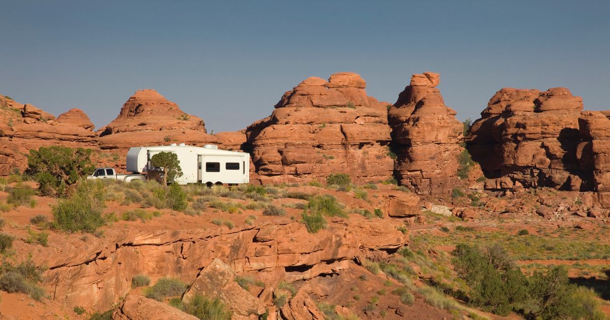RV near canyon lands national park in Utah