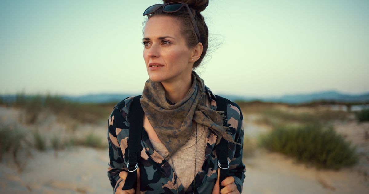 woman in camping attire