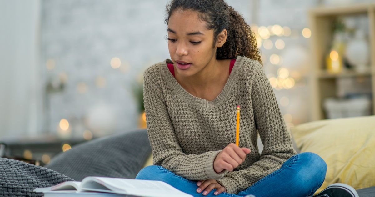 woman studying