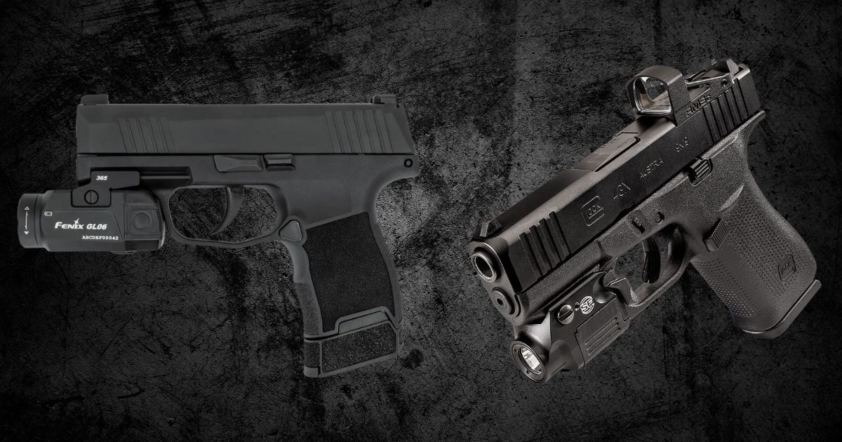 Two weapon lights side by side