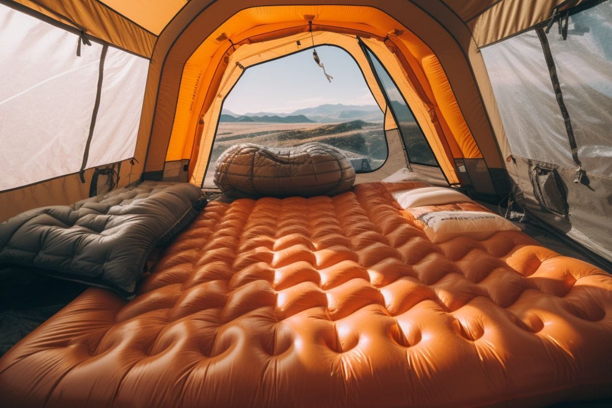 air mattress in tent