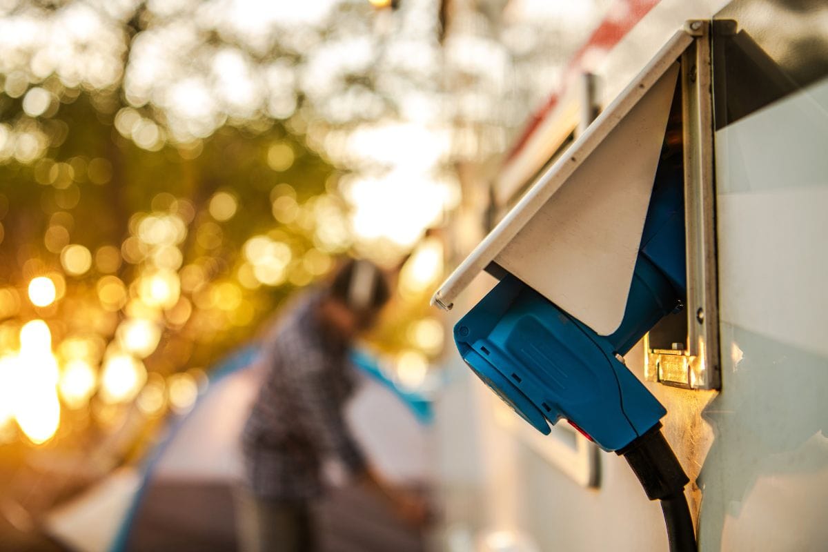 close up of rv plugged in