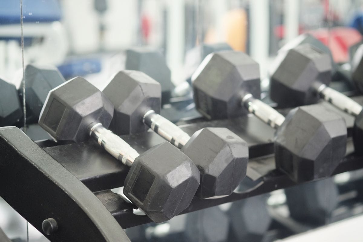 set of fixed dumbells